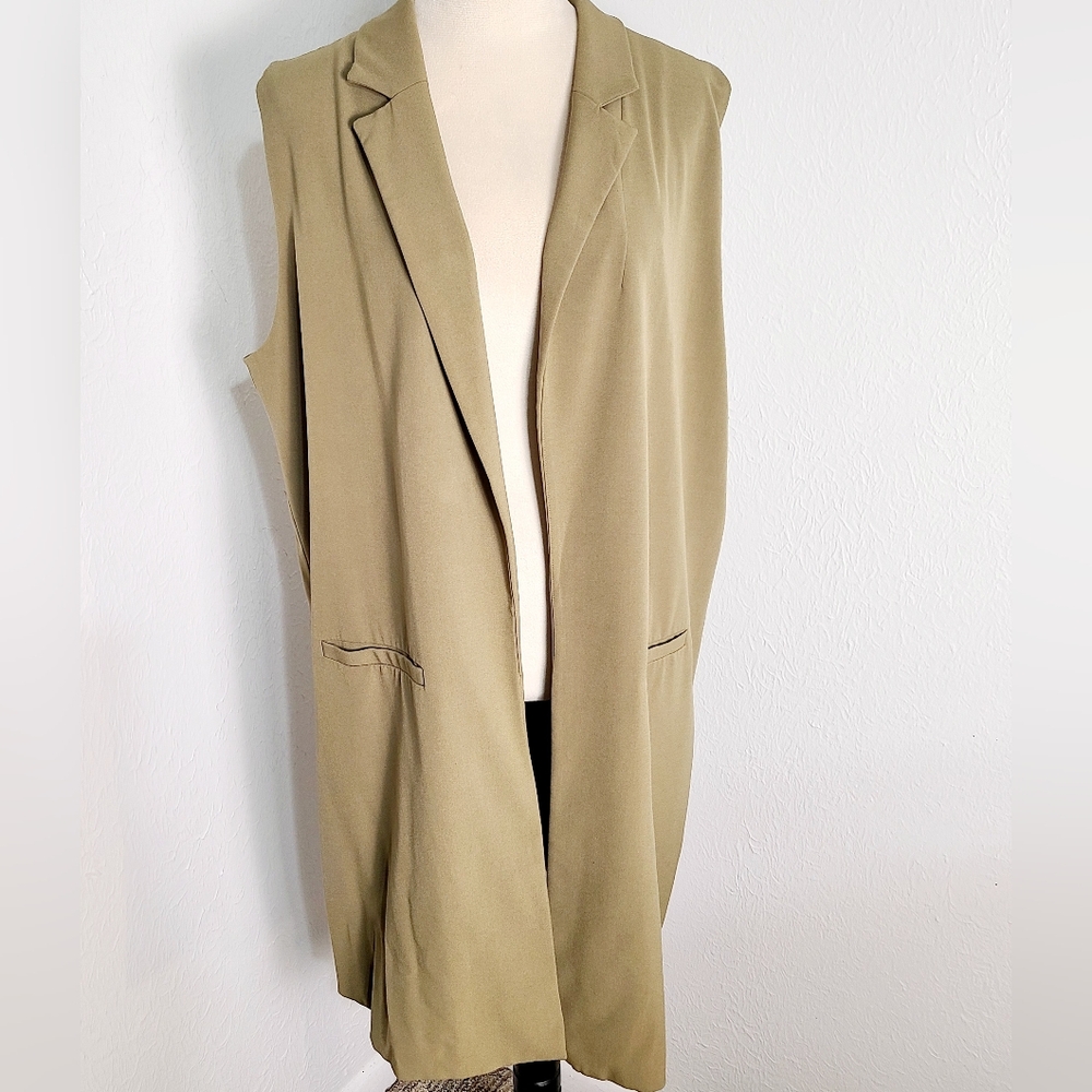 Prologue Beige/Tan Long Sleeveless Vest Jacket, Size XXL - Picture 5 of 12